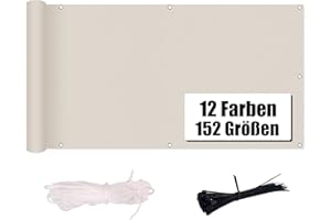 MENGH Balkon Sichtschutz Ohne Bohren Wind- und UV-Schutz,160g/m², Mit Montagezubehör, 100% Polyester, für Balkongeländer, Terrasse & Garten - Taupe 55x1250cm