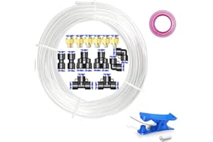 Stubotar Przezroczysta rura węża poliuretanowego 10 m średnica zewnętrzna 6 mm x 4 mm ID PU rura powietrzna z 14 zestawami złączy i frezu elastyczna i odporna na warunki atmosferyczne