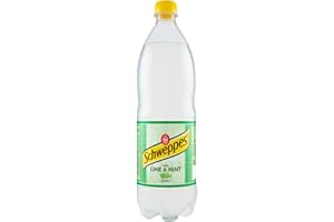 Schweppes, Bibita Gassata Lime & Mint, Bottiglia da 1 L, Aroma Naturali, Senza Glutine, Effervescenza Unica, Ideale per Cocktail e Aperitivi