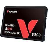 Verbatim Vi550 S3 SSD 512 GB, internes 2,5" SATA III SSD-Laufwerk mit 3D-NAND-Technologie, bis zu 550 MB/s Lesegeschwindigkei