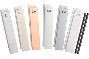 Gisafai 14 Piece Metal Electrodes Set Electrode Strips Set 2 Aluminum 2 Copper 2 Zinc 2 Nickel 2 Tin 2 Iron and 2 Carbon for Scientific Experiments Electroplating Plating