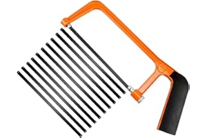 GENERIC Junior Hacksaw – Small Hack Saw for Metal, Plastic, Wood & PVC – Mini Adjustable Angle Hacksaw with 20cm Blade, Lightweight Hand Tool for DIY, Beginners, and Home Projects (Orange)
