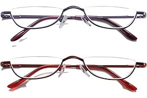 Hubeye Metalowe okulary do czytania z półksiężycem dla kobiet i mężczyzn sprężynowe zawiasy małe okulary do czytania