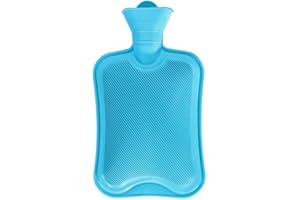 ROIMOE Wärmflasche ohne Bezug 2L großer Öffnung Sichere und Haltbare Naturkautschuk Bettflasche für Kinder und Erwachsene Geschenke für Frauen (Blau)