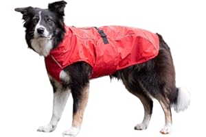 TRIXIE Regenmantel Vimy für Hunde rot M - Bauchumfang: 44-63 cm – Hunde-Regenjacke mit reflektierenden Elementen für mehr Sichtbarkeit im Dunkeln – bequem & verstellbar - 680224