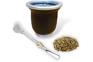 Qumir - Mate Argentino Uruguayo de Vidrio Forrado con Bombilla incluida - Alternativa Moderna a la Calabaza - No necesita ser curado - Listo para usar (Negro)