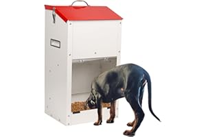 SVAUOUMU Mangiatoia per Cani, Mangiatoia Automatica Per Cani di Grossa Taglia - Capacità 11Kg, con Coperchio Per Proteggere Il Mangime, Progettata Per la Protezione Dai Roditori, Adatta All'Uso Esterno