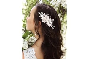Bufenia Pinces à cheveux avec fleurs blanches de mariage Accessoires de cheveux de mariage en argent Pinces à cheveux de mariage avec feuilles et strass pour femme