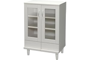 Iris Ohyama, Aparador con cajones y baldas / vitrina de madera / armario con puertas, Diseño,Modular, Cocina, sala - Cabinet - KPB-9360 - Roble Blanco