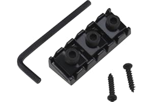 YINETTECH Tuerca de Bloqueo de Cuerdas de Metal para Guitarra de 42 mm con Tornillos de Montaje y llave compatible con FLOYD ROSE el Sistema de Doble Bloqueo Tremolo Negro
