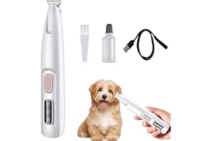 KOLGEIKJ Dog Paw Trimmer, Dog Grooming Clippers, Paw Trimmer for D-og, Waterproof USB Rechargeable Pet Shaver with LED Light, D-og Hair Clipper, Quiet D-og Clippers Shaver for Cats and Animals (White)