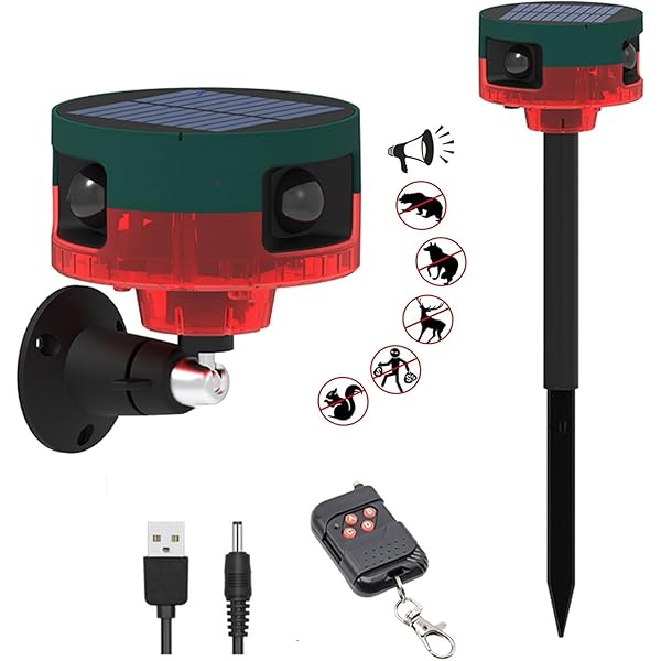 thumbnail image 2 of Dog Horn LAFEINA Solar Motion Sensor Light & Sound Alarm, 129dB Gunshot & Dog Barking Sound & Strobe Light Security Alarm Siren For Garden Farm Villa Bear Horn To Scare Bears 2 of 12