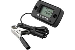 Jayron Jauge de Tachymètre Inductif à Essence Numérique LCD étanche pour Moto Motocross Tondeuse à gazon Générateur de Souffleuse à Neige Scooter Tronçonneuse