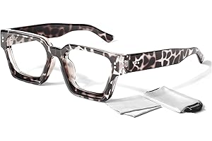 SUNIER Oversized Thick Square Fake Glasses for Women Men,Fashion Preppy Clear Lens Eyeglasses with 100% UV400 Protection