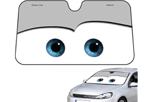 DJOWYH Auto Sonnenblende | Cartoon Augen Vorne Auto Windschutzscheibe, Sonnenschutz Kommt Mit Aufbewahrungstasche, Für Bestimmte Limousinen, Va-ns & SUVs 130x70 cm