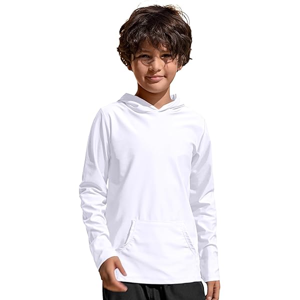 Sun Shirts Kids Boys UPF 50+ Long Sleeve Rash Guard Hoodie Sun