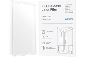 ELEGOO 5PCS PFA Release Film 3D Drucker Zubehör Ersatzteile für ELEGOO Saturn 2/Saturn 3/ Saturn 4 Ultra Resin 3D Drucker 273 x 176 mm x 0.127mm