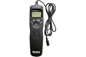 Rollei Kabelfernauslöser für Canon – erlaubt die Fernauslösung, Langzeitbellichtungen, Serienbild und Zeitintervall Aufnahmen Ihrer Canon DSLM/ DSLR Kamera, LCD-Display beleuchtet – schwarz