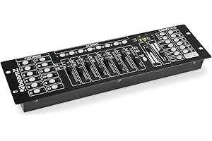 beamz DMX192S Lighting Controller 192-Channel DJ Disco DMX Console for Stage Lighting, Music-Controlled with Chase Memories & Scene Storage, 3-Pin XLR Connection, 19" Rack Mountable