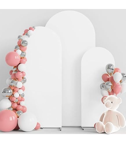 FANSU Cubierta De Telón De Fondo De Arco, Reversible Cubierta De Fondo De Arco Elástico Arco De Pared Decoración De Fiesta Para Cumpleaños Boda Propuesta Escena (7,2FT (220x120cm),Blanco Champán