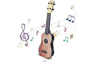 HENGI Gitarre für Kinder, 43cm Kindergitarre Musik Pädagogisches Spielzeug Für Anfänger Starter, Mini Gitarre mit 4 verstellbaren Saiten Weihnachten/Neujahr (Holzfarbe)
