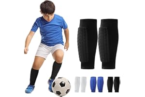 AUNGKWANG Espinilleras de Fútbol, Espinilleras Fútbol Calcetines Elásticas, Medias Elásticas Protectoras, Transpirables para Juegos Niños Niñas Adulto Mujer Hombre