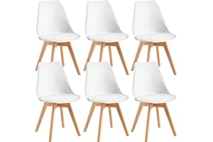 FaithBay 6er Set Kunststoff Esszimmerstühle mit Umwelt Zertifizierung Stabil und Langlebig Nordic Stühle mit Klarlack Geschützt Buche Beine für Küchen Konferenzräume Büro Cafe Terrasse - Weiß stühle