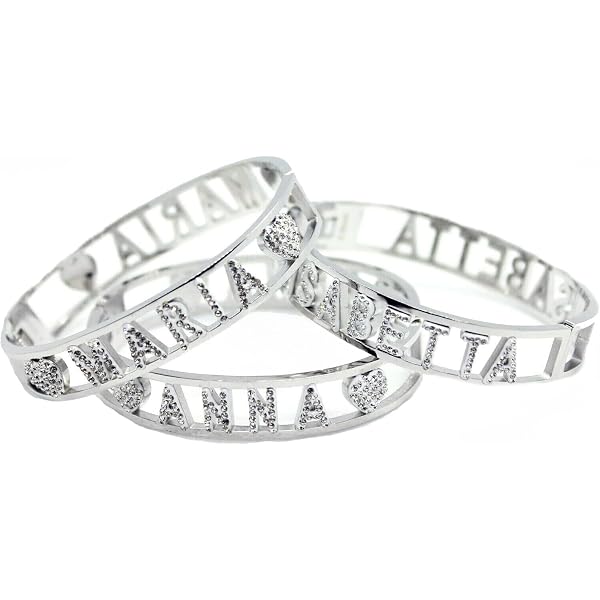 Bracciale Rigido Donna MAMMA In Acciaio Inox Con Zirconi Bianchi - Chiusura A Molla, Confezione Regalo
