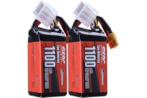 SUNPADOW Paquete de 2 baterías 6S, 22,2 V, batería LiPo de polímero de Litio, de 1100 mAh, 120 C, Paquete Blando con Conector XT60 para helicópteros, Drones, FPV