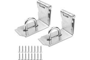 MejaRizon 2 Stück Überfalle Heavy Duty Rechter Winkel, 90 Grad Türriegel Abschließbar, 3 Zoll 304 Edelstahl Schloss mit Schrauben, Vorhängeschloss mit haspe für Tür, Fenster, Schränke und Tore(Silber)