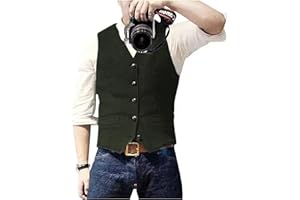 Solovedress Mens Vintage Waistcoat Tweed Wool Regular Fit Suit Vest for Wedding Groomsmen