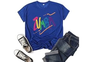 DANIOS Zumba Athletic Short Sleeves Graphic Printed T-Shirt Dance Workout Top Casual Tee for Women Slim Fit