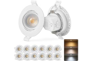 BOJIM Spot LED Encastrable Salle de Bain Trou 68mm,Plafond IP65 7W Extra Plat,Downlight Orientable Rotatif 230V, Blanc Chaud Neutre Froid, Lentille Éclairage Encastré pour Interieur Cuisine, Lot de 12