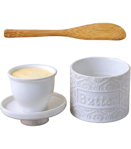 Beurrier Français Avec Couvercle,Pot À Beurre En Porcelaine Pot à
