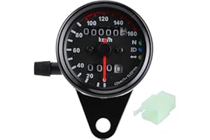 Akozon Odomètre 1pc Universel Moto Compteur Vitesse Indicateur Jauge Double Affichage Numérique KM/H(Noir)