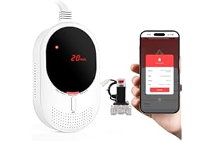 PHYSEN WiFi Detector de Gas y Monóxido de Carbono, con Válvula Magnética y Pantalla LED, Certificado EN 50291 y EN 50194, Detector de Metano y CO para Cocina, Cuarto de Caldera, Garaje