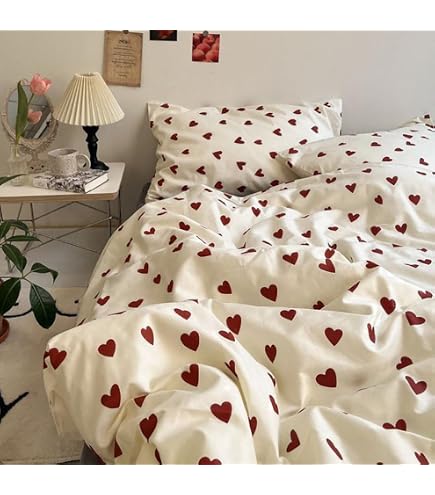 IKEA BARNDRÖM Bettbezug und Kissenbezug, 140x200 / 80x80 cm, Herzmuster weiß/rosa Küche, Haushalt & Wohnen
