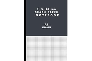 1-5-10mm Graph Paper: 1/5/10 mm Graph Paper A4 Pad, 100 Pages, 90gsm White | 1mm (0.1cm) Squared Grid Ruled Graphing Notebook for Science Laboratory, ... Engineering Students, etc. - Grey Cover
