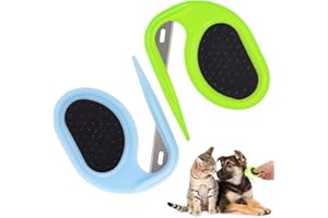 Mayoii Lot de 2 peignes à nouer pour chats et chiens, peignes démêlants portables pour chiens et chats avec poignée antidérapante, peigne pour enlever les poils emmêlés et lâches (bleu + vert)