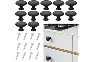 TYVOM 12 Pcs Black Drawer Knobs 30mm Black Knobs for Kitchen Door Cabinet Cupboard Drawer Wardrobe Shoe Cabinet Chest Bookcase in Home School Office Living Room Kitchen Bedroom Bathroor