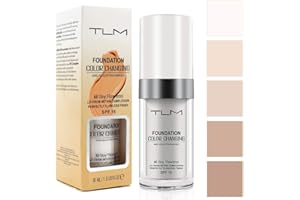 BIBONSE TLM Colour Changing Foundation, Flawless Color Changing Warm Skin Tone Foundation for Mature Skin, Long Lasting Waterproof Moisturizing Foundation Makeup Base Nude Concealer Full Coverage SPF, 30ml