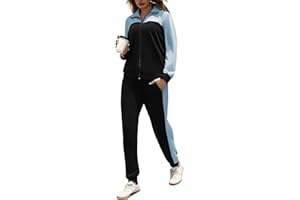 Jezonga Tuta Sportivo Donna Inverno Tute da Ginnastica Cotone Donna Set Tuta Fitness Sportivo con Cerniera a Contrasto e Pantaloni da Jogging per il Fitness Jogging S-XXL