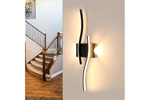 Goeco Applique da Parete Interno 20W 59 cm 3000K Moderna Lampada da Parete in Acrilico Luce Calda per Soggiorno, Camera da Letto, Corridoio, Ristorante, Nero