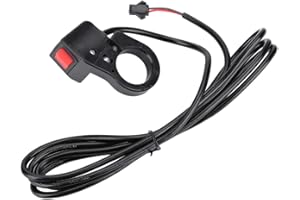 RITOEASYSPORTS Interrupteur à Bascule Universel pour Vélo électrique, Vélo électrique, Scooter, Lampe Frontale Marche/arrêt, Guidon de 22,5 Mm avec Câble de 1,5 M pour une Installation Facile