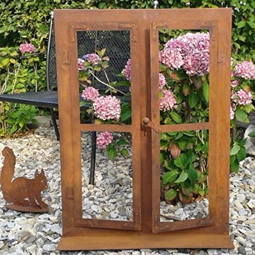 Deko-Fenster Eisen Rost auf Platte 80 x 60 cm, beide Fensterflügel sind zum Öffnen - 2
