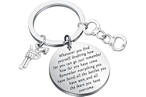 KUIYAI Regalo poliziotto: portachiavi in argento con ispirazione militare per agenti di polizia, personale militare, neolaureati, unisex per adulti, Argento, 3