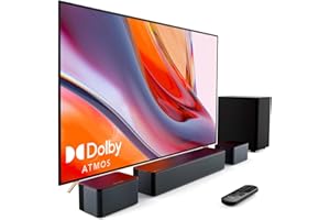ULTIMEA Barre de Son Dolby Atmos 5.1, Système de Son Surround 3D Barre de Son TV avec Caisson de Basse sans Fil, Enceintes TV Home Cinema Bass Réglable, Série Poseidon D60