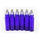 YIZHAO Roll On Vuoto per Oli Essenziali,Profumi,10 ml Blu Bottiglie Vuote in Vetro, con Sfera in Acciaio Inossidabile – 12 PC