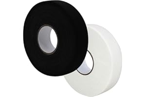 Zyiphor 2 Rouleaux Ruban de Hockey Adhésif 25m x 25mm Tape Hockey sur Glace Ruban de Bâton de Hockey Antidérapant Tape Crosse de Hockey pour Raquette Tennis, Badminton (Noir, Blanc)