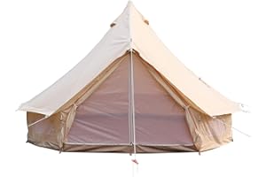 BuoQua Tenda da Campeggio, Tenda in Tela per Stufa a Muro con Camino,Tende Yurta per Campeggio 4 Stagioni Impermeabile all'aperto in Famiglia